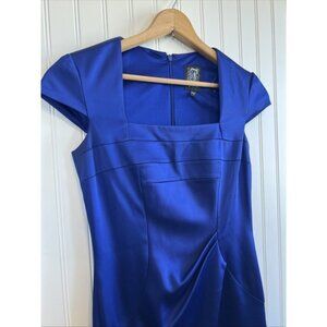 Jax Dress Size 4 Women Royal Blue Shiny Accented Waist Formal Cocktail Black Tie